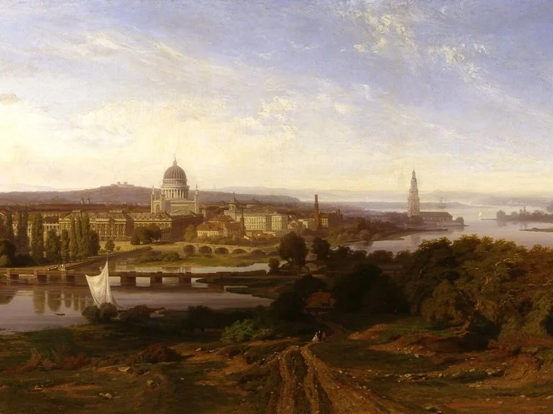 1819-Karl Lindemann-Frommel - Veduta della città di Potsdam da Brauhausberg